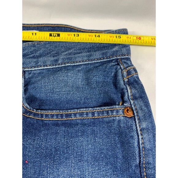 NWT RE/DONE High Rise Ankle Crop Stretch Jeans Size 30 Blue Dark Wash Button Fly - Picture 4 of 13